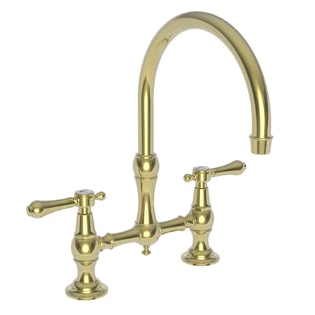 Kitchen Bridge Faucet In Polished Brass Uncoated (Living)
